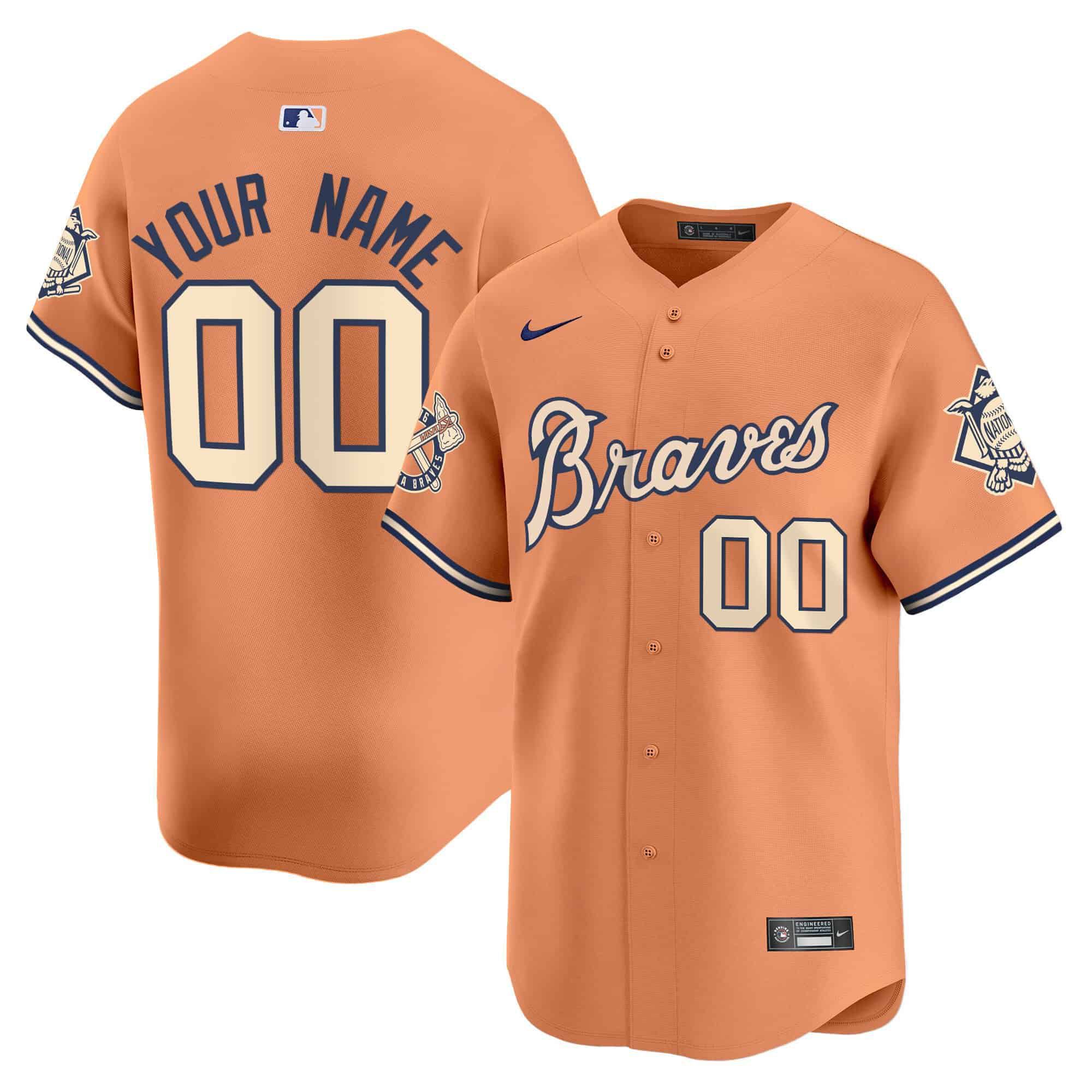 Men Atlanta Braves Orange 2024 Nike Peaches Vapor Premier Limited Custom MLB Jersey->customized mlb jersey->Custom Jersey